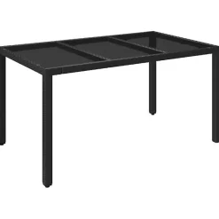 vidaXL Table de jardin dessus en verre Noir 150x90x75cm Résine tressée 319899