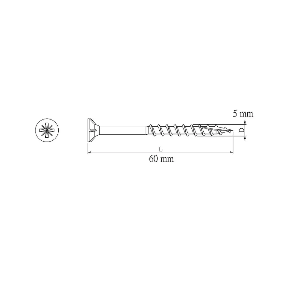 Vis pour terrasse Pozidriv acier 5 x 60 mm Diall, 500 pièces