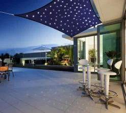Voile d'ombrage rectangle avec LED bleu 300 x 200 cm