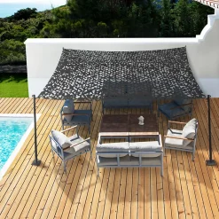 Voile d'ombrage rectangulaire design ombrière camouflage 3x4 M gris