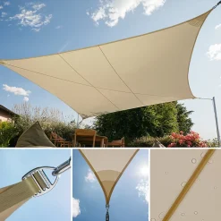 Voiles d'ombrage Imperméables Rectangulaire 5 X 6 Beige, EZ Breez