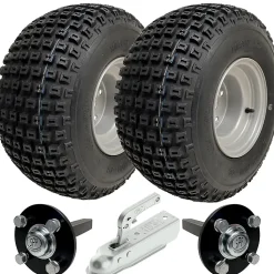 18x9.50-8 ATV Quad Trailer Kit Knobby Wheels Hub & Stub Axles Hitch 204kg Load