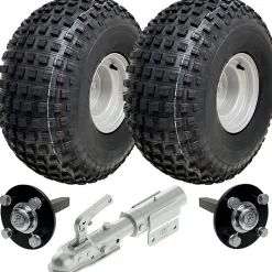 22x11.00-8 Knobby ATV Quad Trailer Kit Wheels Axles Swivel Hitch Max Load 310kgs