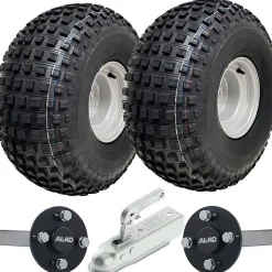 22x11.00-8 Knobby ATV Quad Trailer Kit Wheels ALKO Axles Hitch Capacity 310kgs