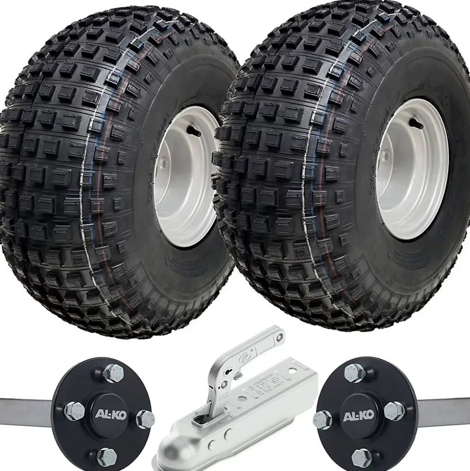22x11.00-8 Knobby ATV Quad Trailer Kit Wheels ALKO Axles Hitch Capacity 310kgs