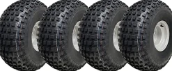 22x11.00-8 Pneus ATV Knobby 4 Stud Rim Trailer Quad Wheels 100mm PCD (Set of 4)