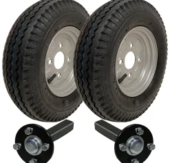 4.80/4.00x8 Trailer Kit 6ply Wheels K371 4/100mm PCD Hub & Stub axles 670kgs