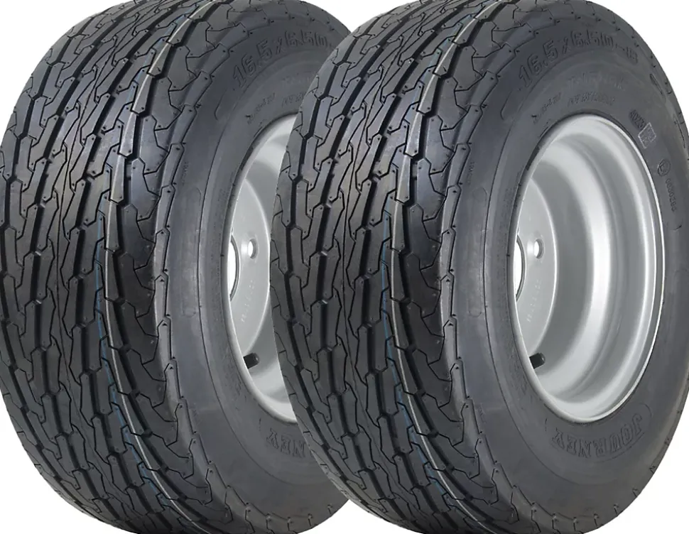 16.5x6.50-8 Trailer Tyres Wheel Assembly 4 Inch PCD Road Legal 355kgs (Set of 2)