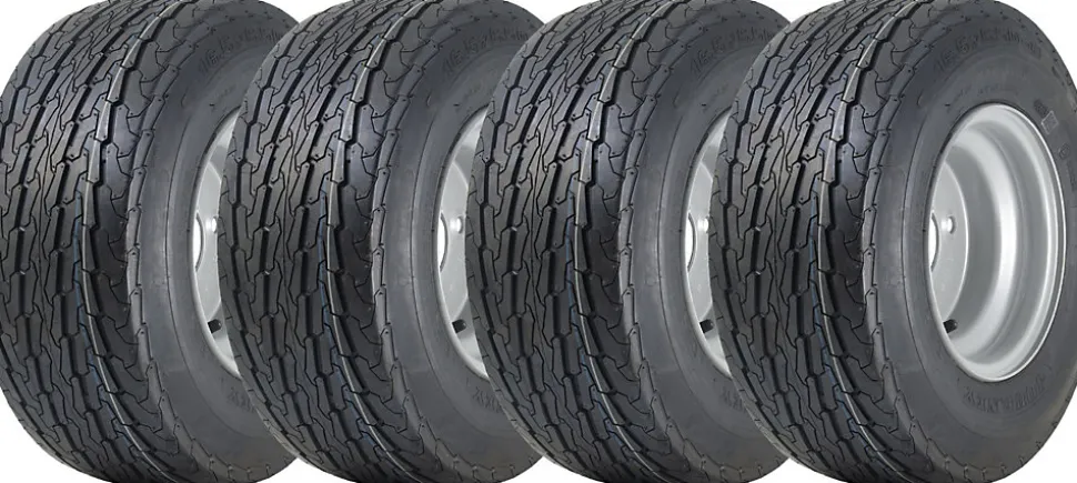 16.5x6.50-8 Trailer Tyres Wheel Assembly 4 Inch PCD Road Legal 355kgs (Set of 4)