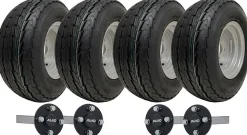 20.5x8.00-10 Twin Axle Trailer Kit High Speed Road Legal Wheels Stub Axle 750kgs