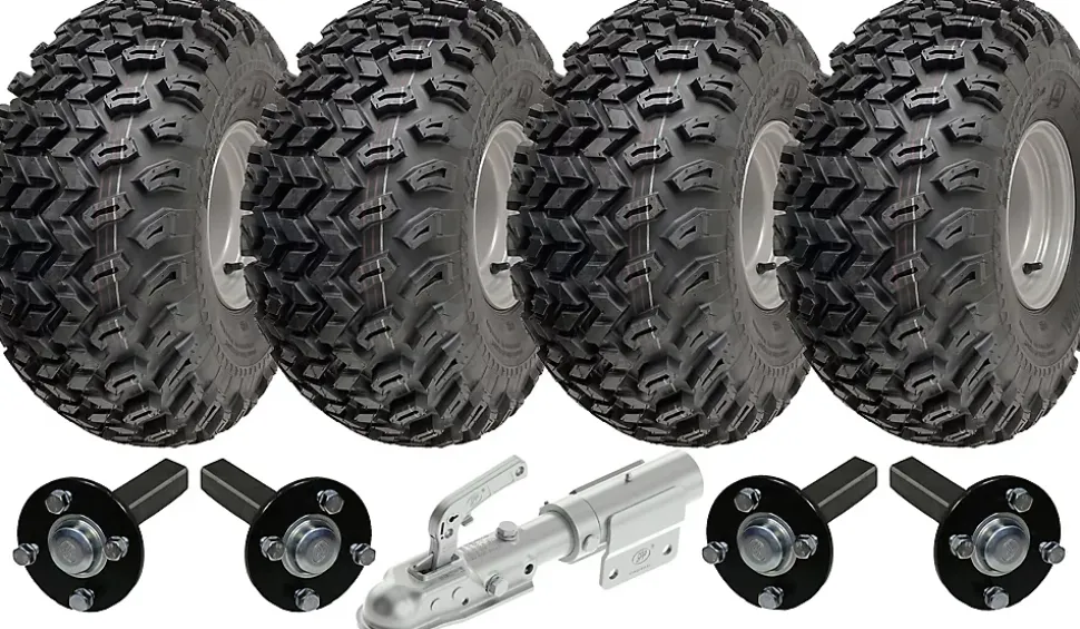 22x11.00-8 Twin Axle Utility ATV Quad Trailer Kit Wheels & Axles & Swivel Hitch